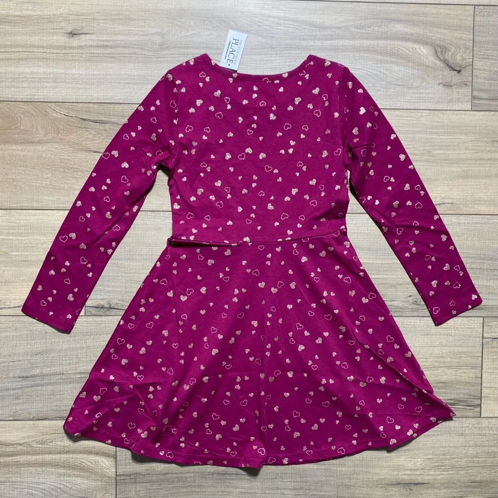 The Children's Place Girls Long Sleeve‎ Heart Skater Everyday Dress Medium 7/8 - Picture 8 of 10